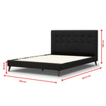 Queen Bed Platform Frame Fabric Upholstered Mattress Base - Charcoal