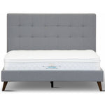 King Single Bed Platform Frame Fabric Upholstered Mattress Base - Grey