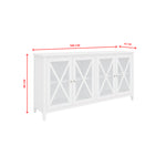 Buffet Table 180Cm 4 Glass Door Solid Acacia Wood Hampton Furniture -White