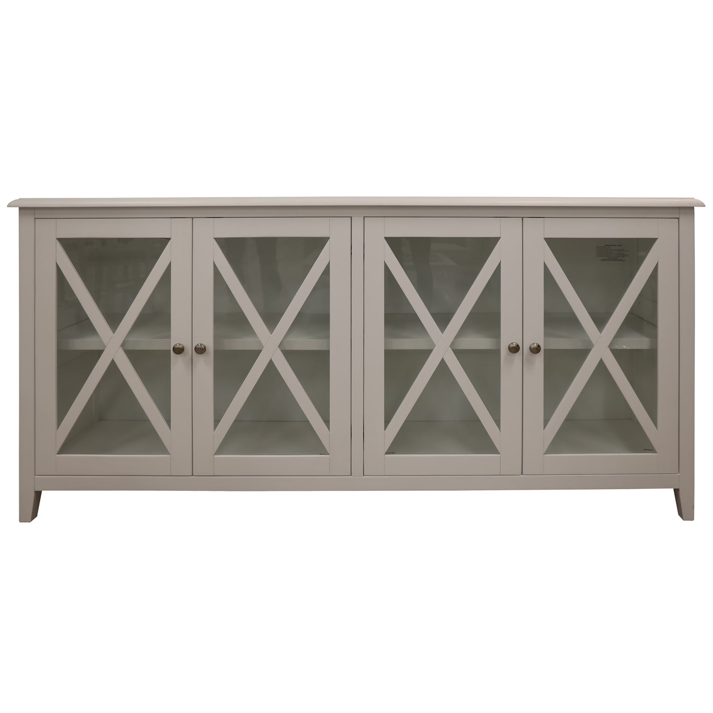 Buffet Table 180Cm 4 Glass Door Solid Acacia Wood Hampton Furniture -White