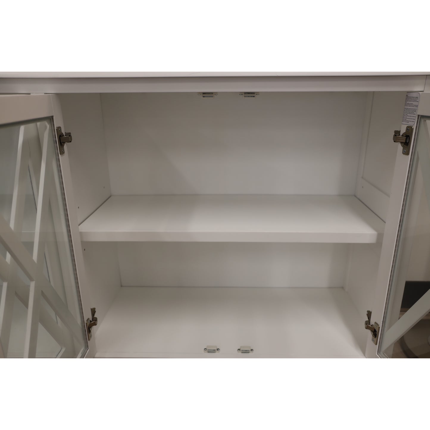 Buffet Table 180Cm 4 Glass Door Solid Acacia Wood Hampton Furniture -White