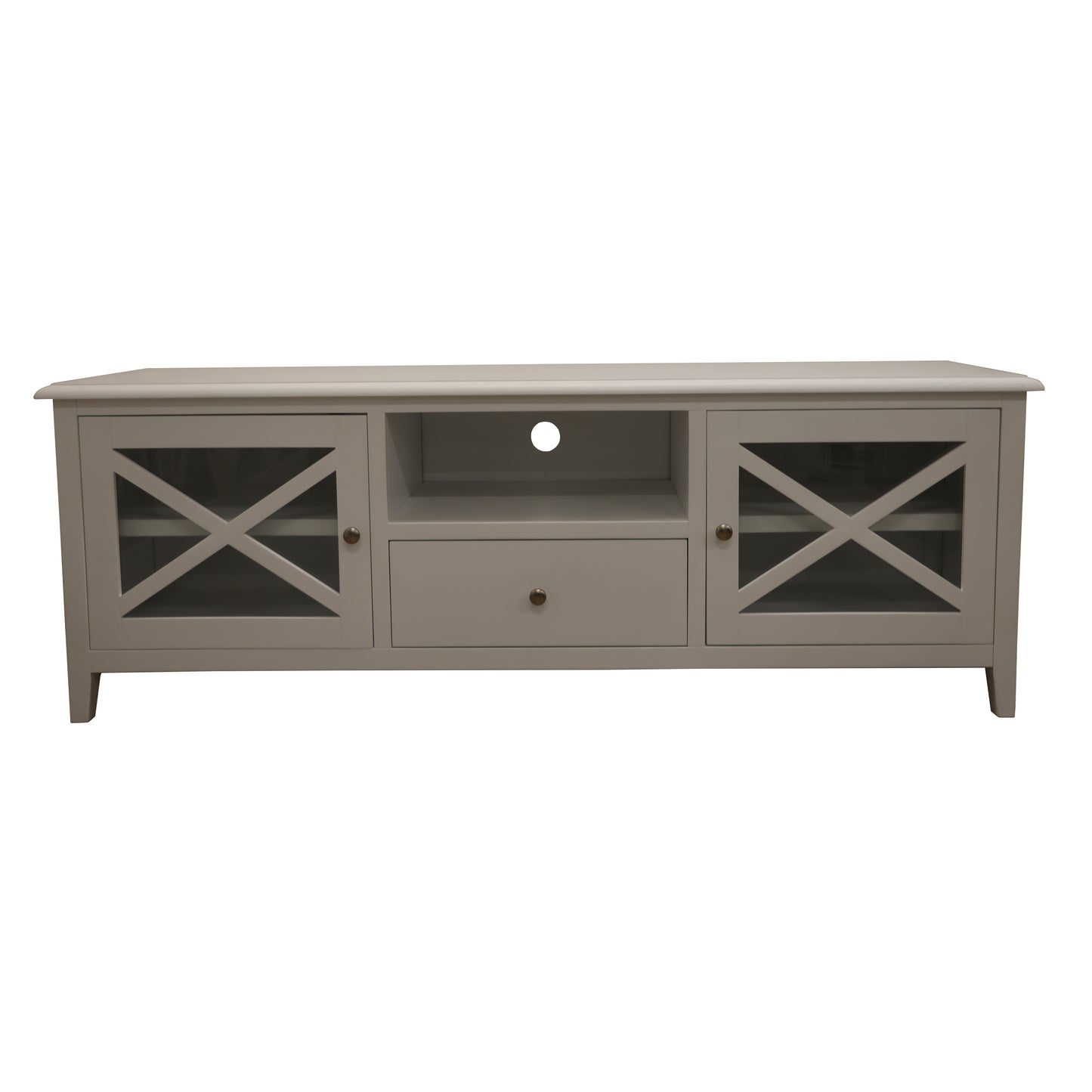 Etu Entertainment Tv Unit 210Cm Solid Acacia Wood Hampton - White