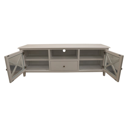 Etu Entertainment Tv Unit 210Cm Solid Acacia Wood Hampton - White