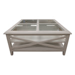 Coffee Table 100Cm Glass Top Solid Acacia Wood Hampton Furniture - White