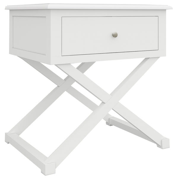  Side Table Desk Sofa End Table Solid Acacia Wood Hampton Furniture - White