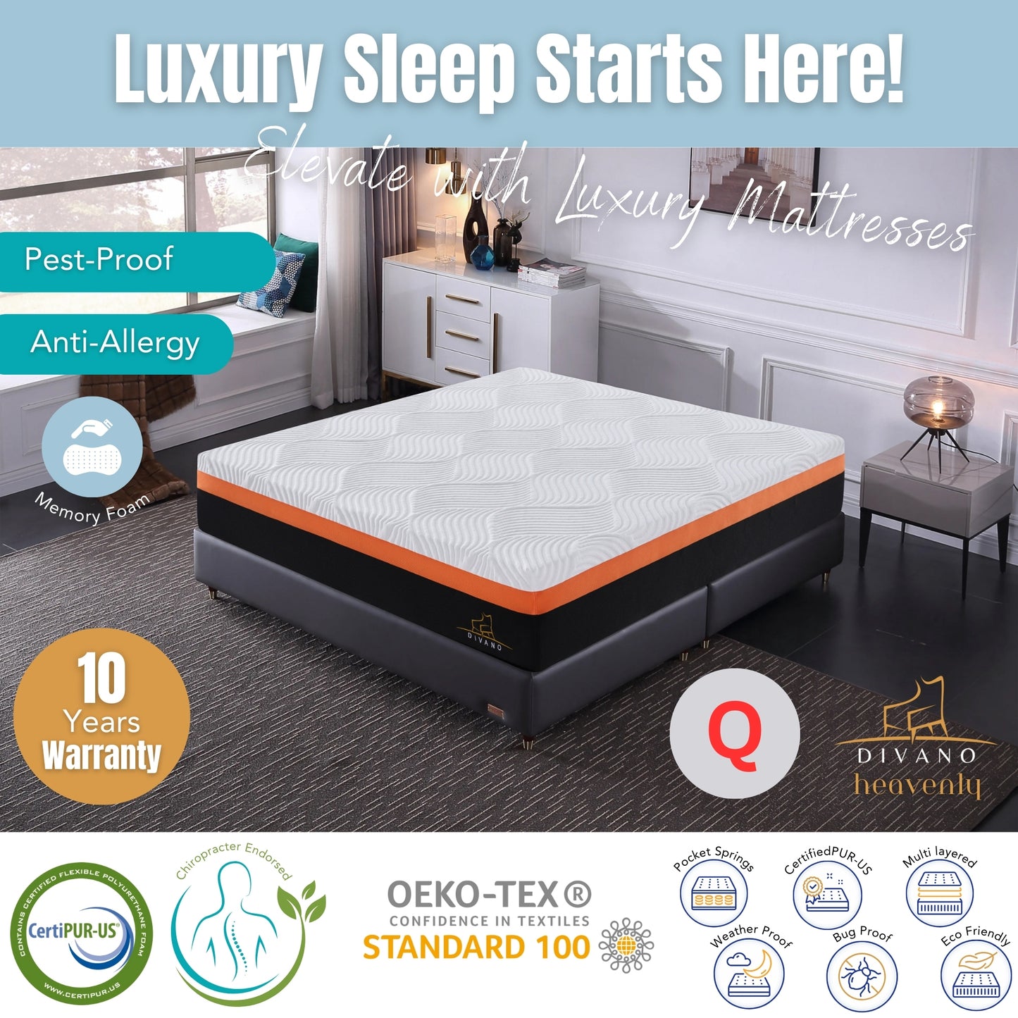 H&L Memory Foam Medium-Firm Feel 31Cm Mattress