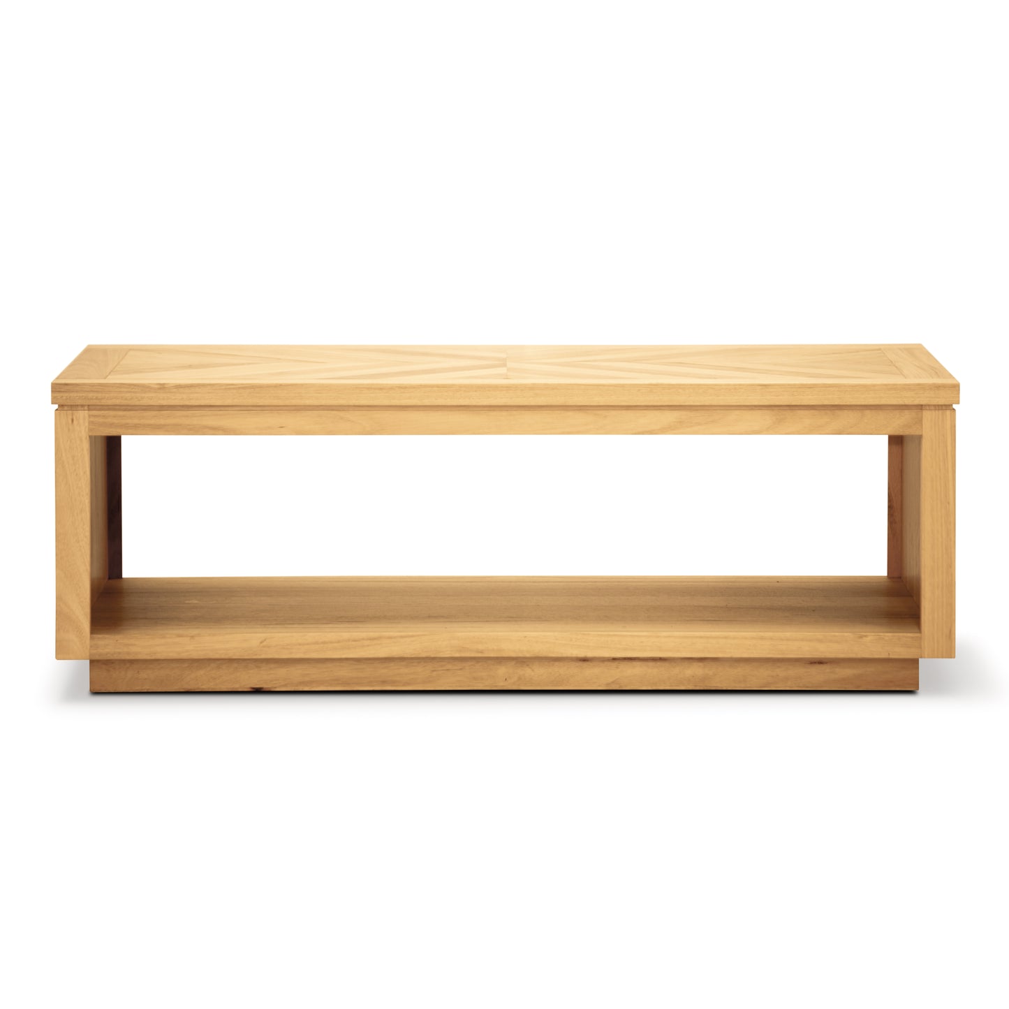 Coffee Table 130Cm Parquet Top Solid Messmate Timber Wood - Natural