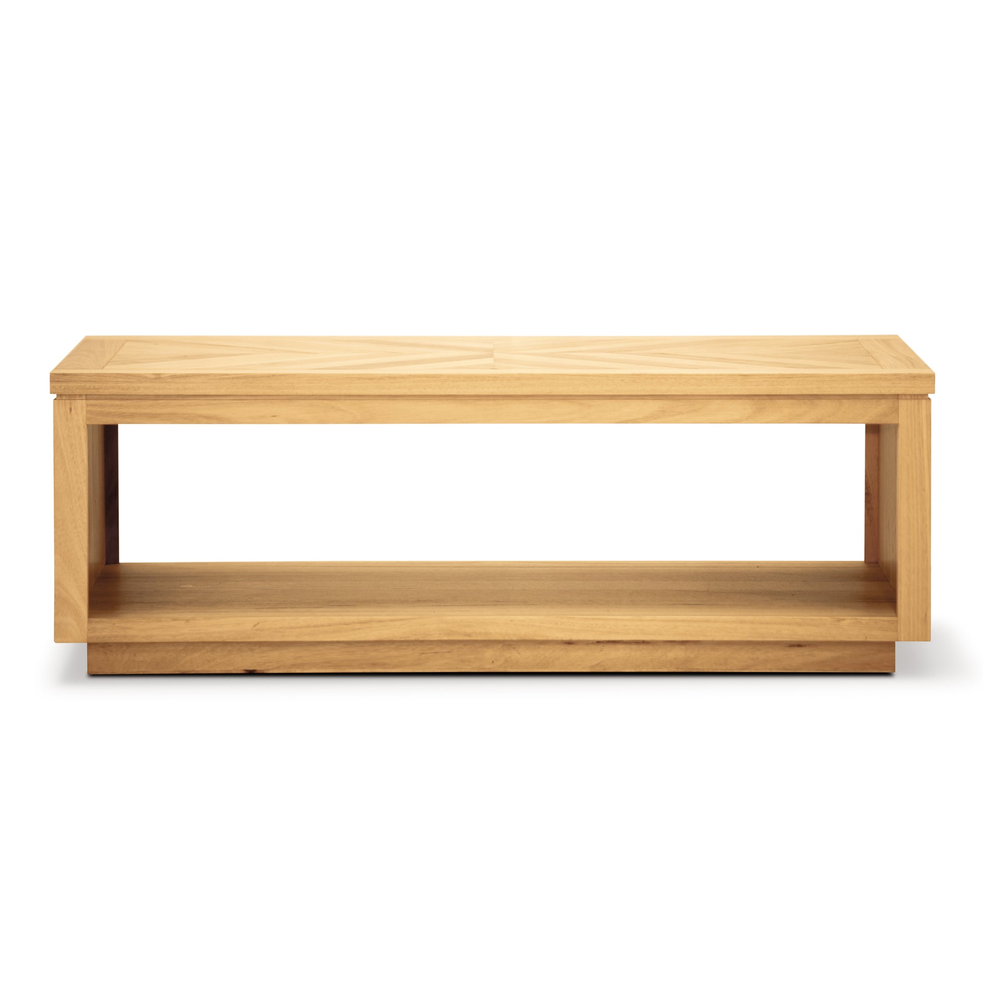Coffee Table 130Cm Parquet Top Solid Messmate Timber Wood - Natural