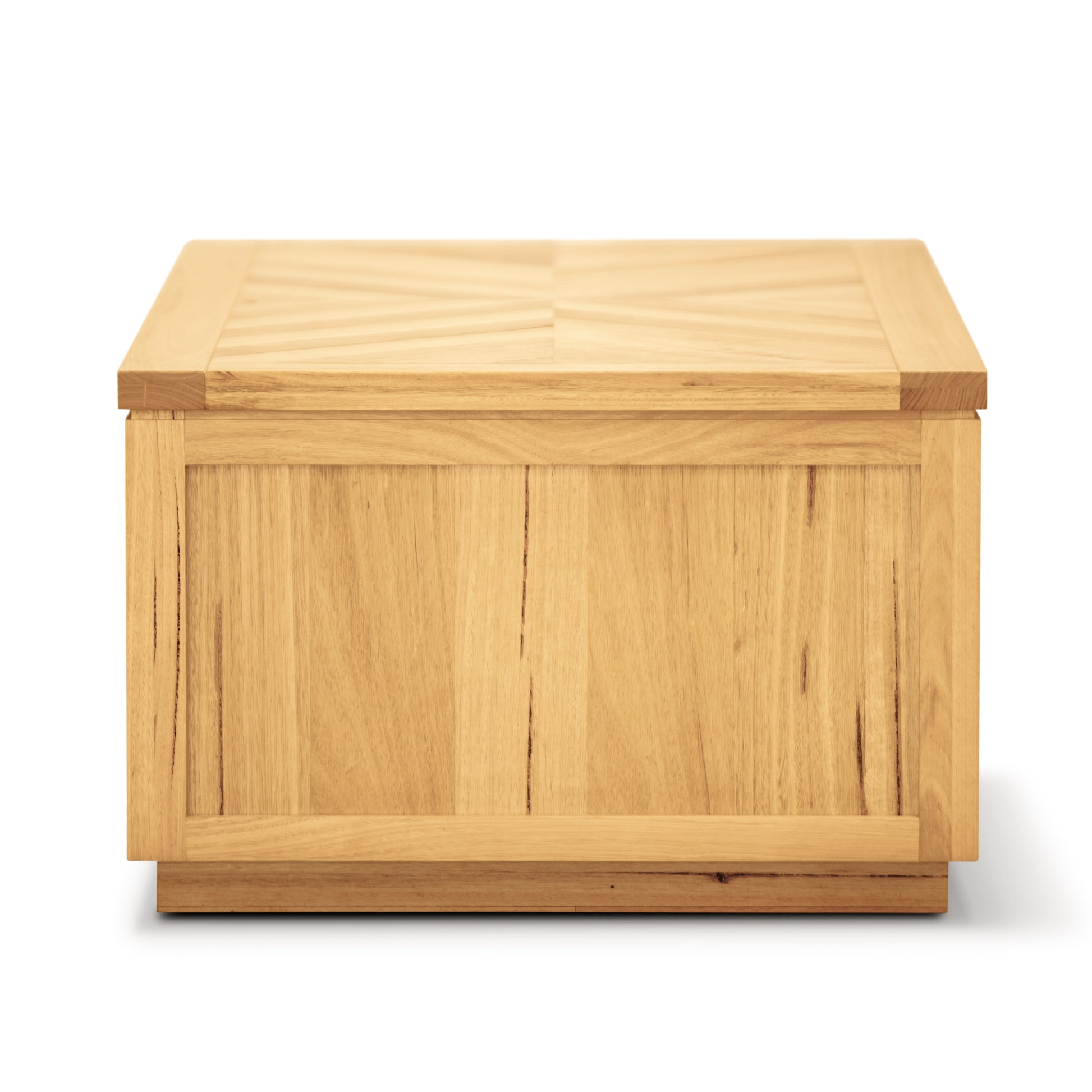 Lamp Side Table 65Cm Parquet Top Solid Messmate Timber Wood - Natural