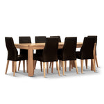 Dining Chair Set Of 2 Pu Leather Seat Solid Messmate Timber - Black