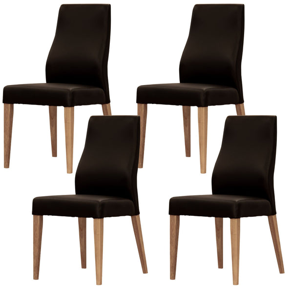  Dining Chair Set Of 4 Pu Leather Seat Solid Messmate Timber - Black