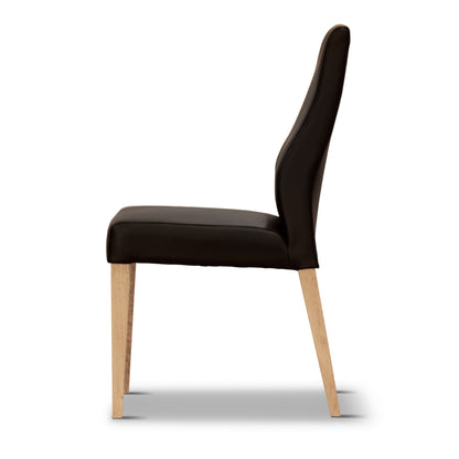 Dining Chair Set Of 4 Pu Leather Seat Solid Messmate Timber - Black