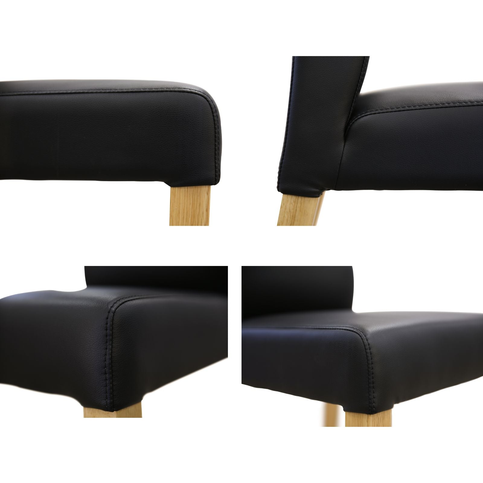 Dining Chair Set Of 4 Pu Leather Seat Solid Messmate Timber - Black