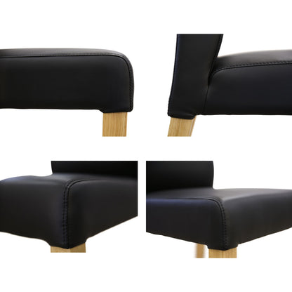 Dining Chair Set Of 4 Pu Leather Seat Solid Messmate Timber - Black
