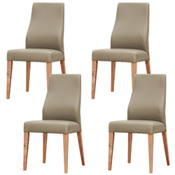 Dining Chair Set Of 4 Pu Leather Seat Solid Messmate Timber - Silver