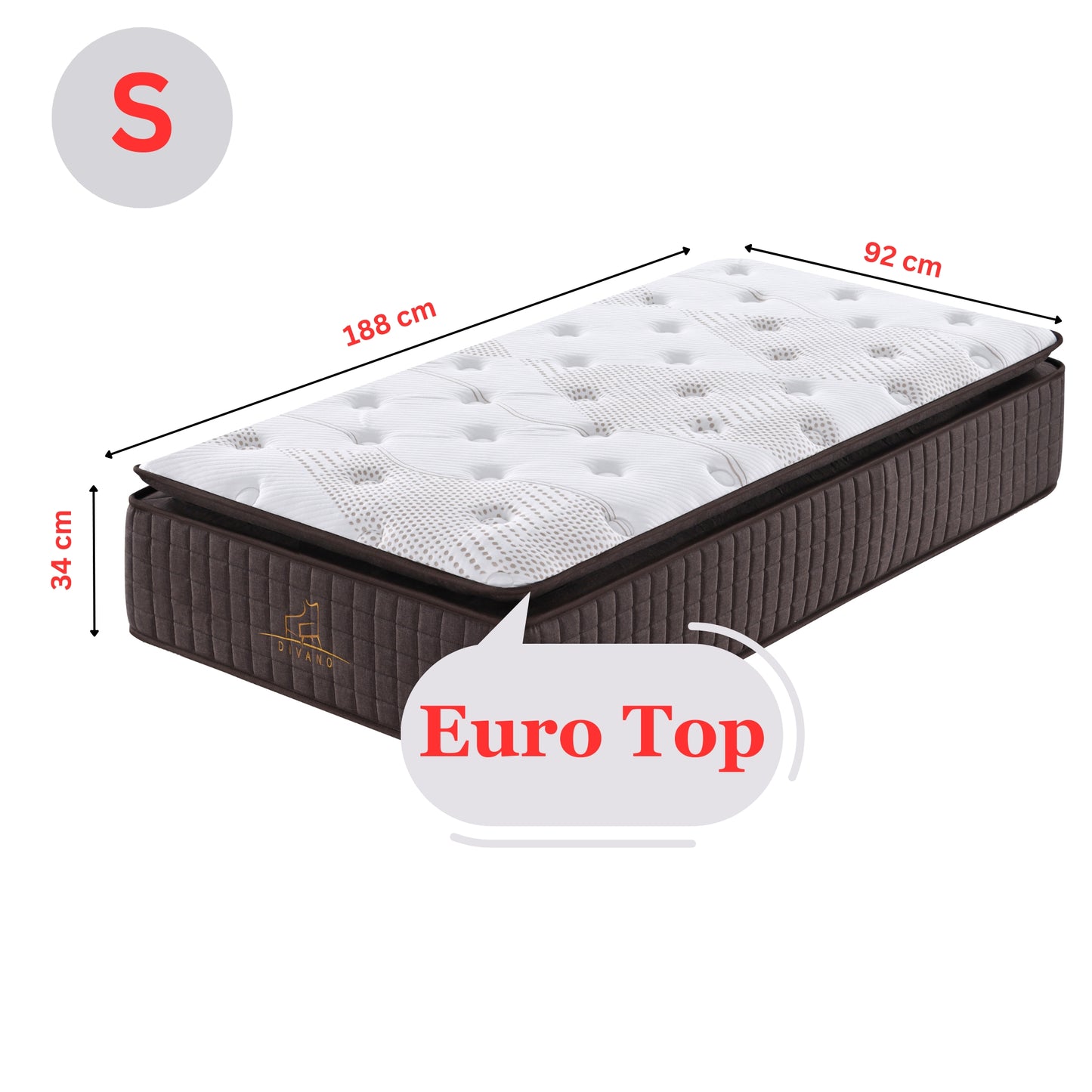H&L 7 Zones Pocket Spring Premium Medium Feel 34Cm Mattress