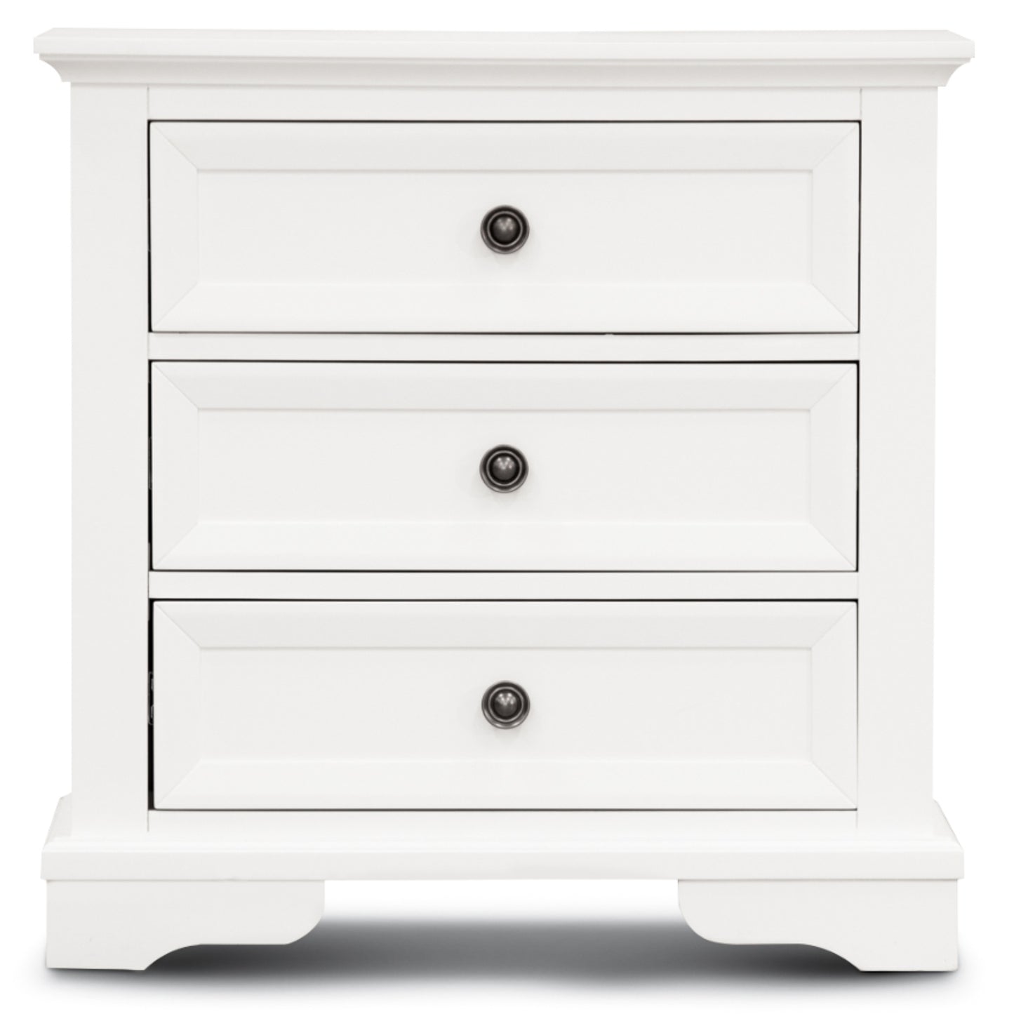 Bedside Table Set Of 2Pcs - 3 Drawers Storage Cabinet Nightstand - White