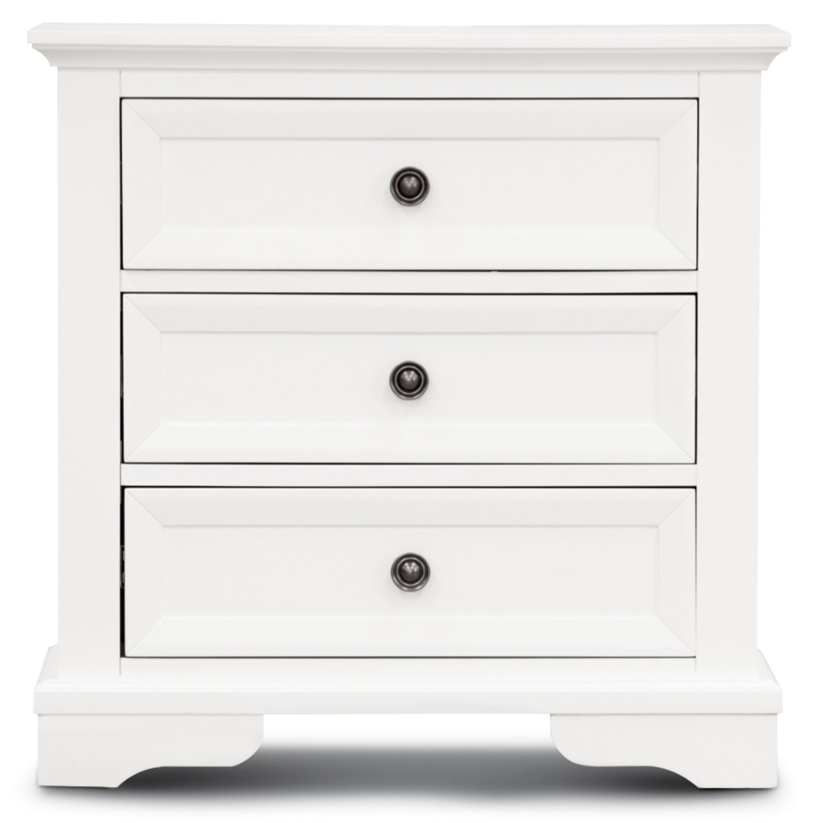 Bedside Table Set Of 2Pcs - 3 Drawers Storage Cabinet Nightstand - White