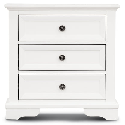 Bedside Table Set Of 2Pcs - 3 Drawers Storage Cabinet Nightstand - White