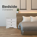 Bedside Table 2 Drawers - White