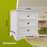 Bedside Table 3 Drawers Storage Cabinet Nightstand End Tables - White