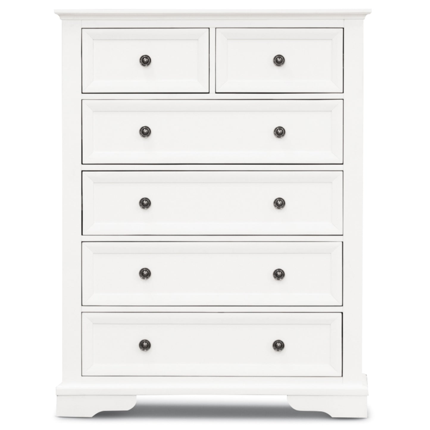 Tallboy 6 Chest Of Drawers Solid Acacia Wood Bed Storage Cabinet - White
