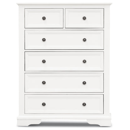 Tallboy 6 Chest Of Drawers Solid Acacia Wood Bed Storage Cabinet - White