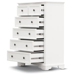 Tallboy 6 Chest Of Drawers Solid Acacia Wood Bed Storage Cabinet - White