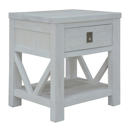 3Pc Set 2 Bedside Tallboy Storage Cabinet Side End Table White Wash