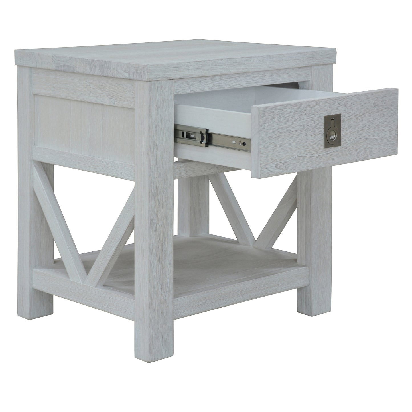 3Pc Set 2 Bedside Tallboy Storage Cabinet Side End Table White Wash