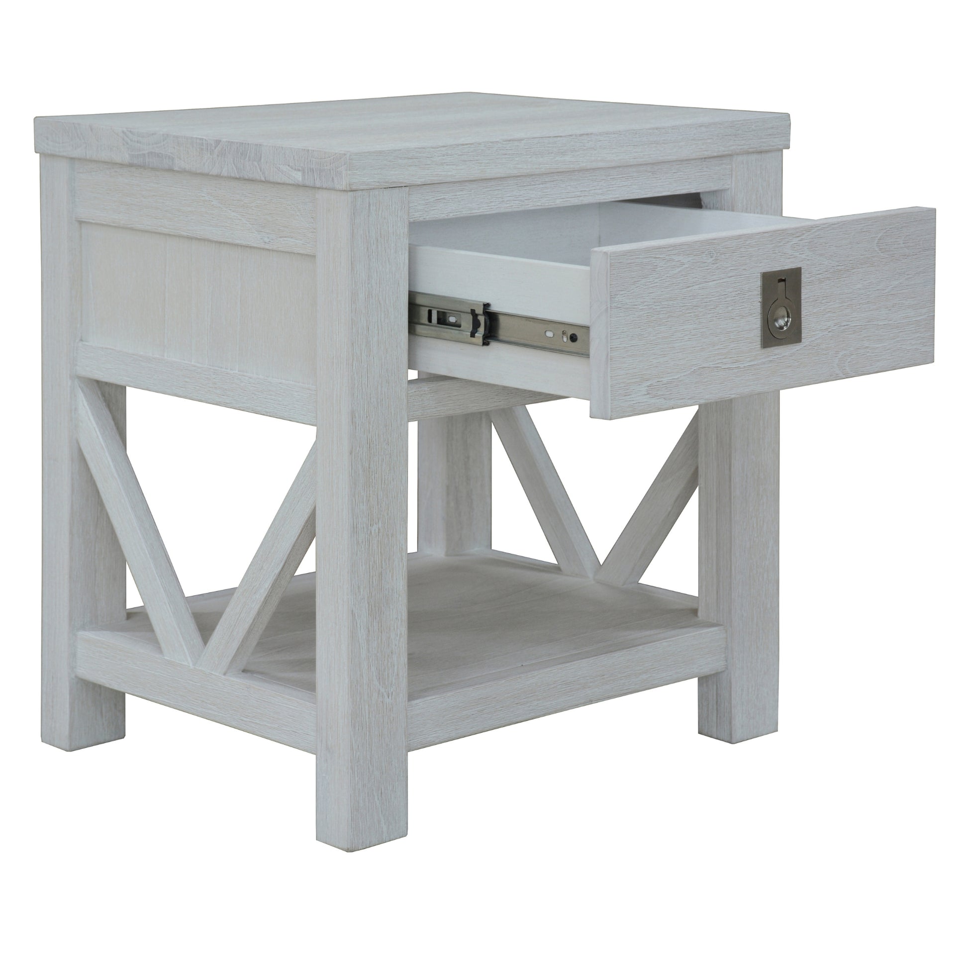 3Pc Set 2 Bedside Tallboy Storage Cabinet Side End Table White Wash