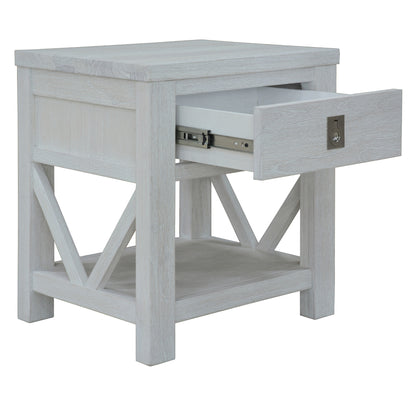3Pc Set 2 Bedside Tallboy Storage Cabinet Side End Table White Wash