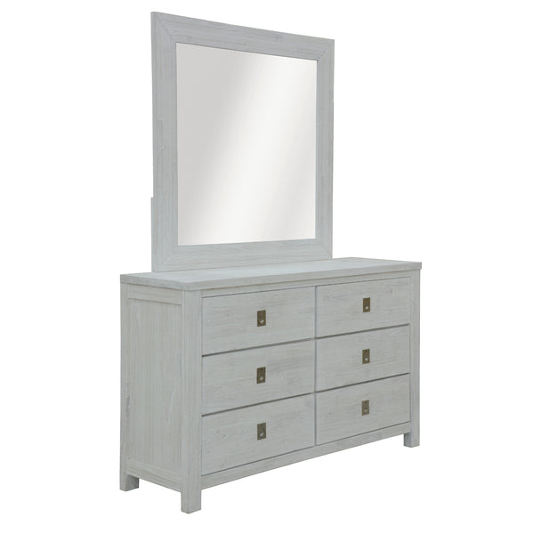  Dresser Mirror 6 Chest Of Drawers Tallboy Storage Cabinet White Wash
