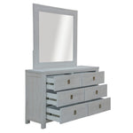 Dresser Mirror 6 Chest Of Drawers Tallboy Storage Cabinet White Wash