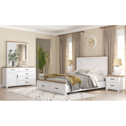 Dresser Mirror Vanity Dressing Table Solid Wood Frame - White Brown