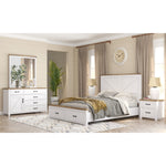 Dresser Mirror Vanity Dressing Table Solid Wood Frame - White Brown