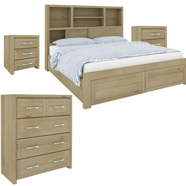  Tallboy 5 Chest Of Drawers Solid Wood Bedroom Storage Cabinet - Smoke