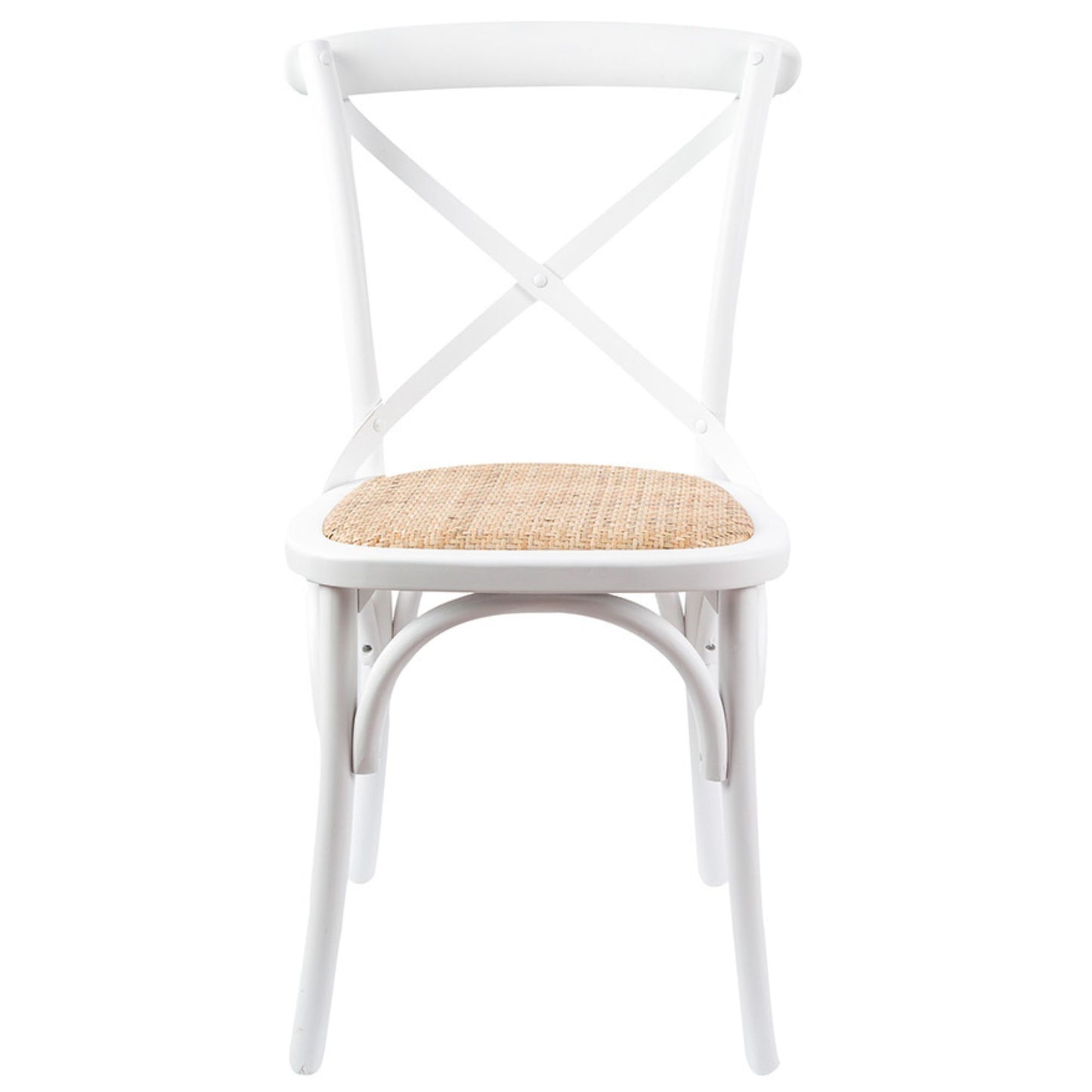 Crossback Dining Chair Solid Birch Timber Wood Ratan - White