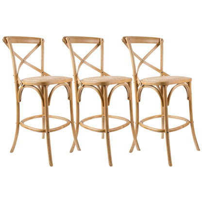 Crossback Bar Stools Dining Chair Solid Birch Timber Rattan