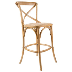 Crossback Bar Stools Dining Chair Solid Birch Timber Rattan