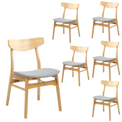 7Pc Set Dining Set 150Cm Table 6 Chair Fabric Seat Scandinavian Style
