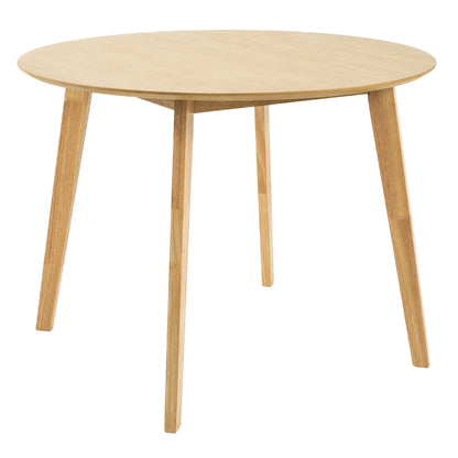 100Cm Round Dining Table Scandinavian Style Solid Rubberwood Natural