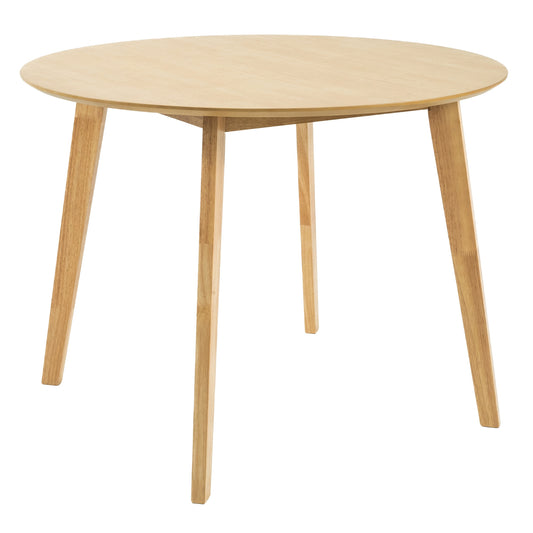100Cm Round Dining Table Scandinavian Style Solid Rubberwood Natural