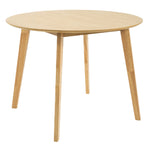 100Cm Round Dining Table Scandinavian Style Solid Rubberwood Natural