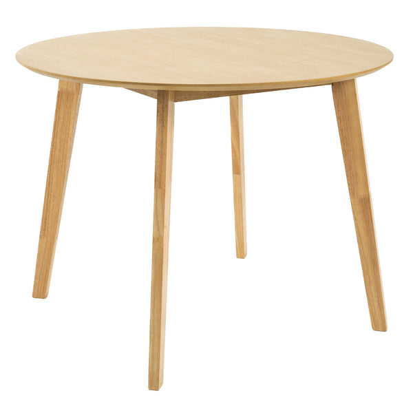  100Cm Round Dining Table Scandinavian Style Solid Rubberwood Natural