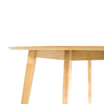 100Cm Round Dining Table Scandinavian Style Solid Rubberwood Natural
