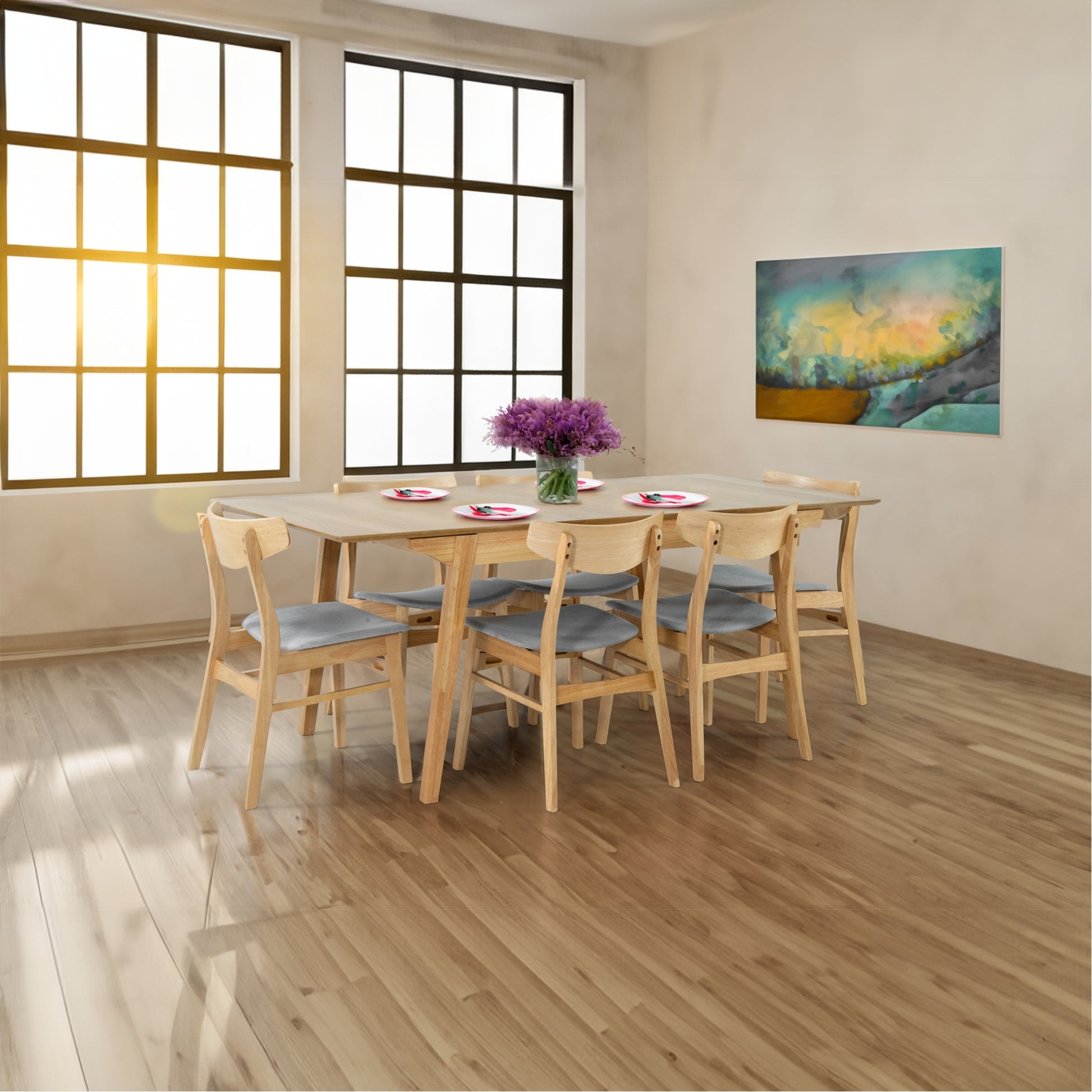 150Cm - 190Cm Extendable Dining Table Scandinavian Style Solid Rubberwood