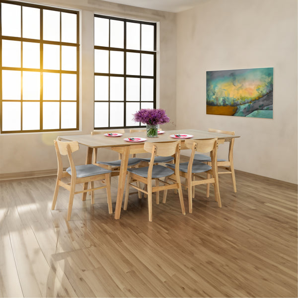  150Cm - 190Cm Extendable Dining Table Scandinavian Style Solid Rubberwood