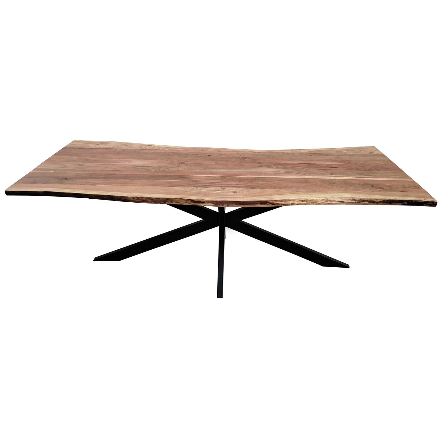 Dining Table 240Cm Live Edge Solid Acacia Timber Wood Metal Leg -Natural
