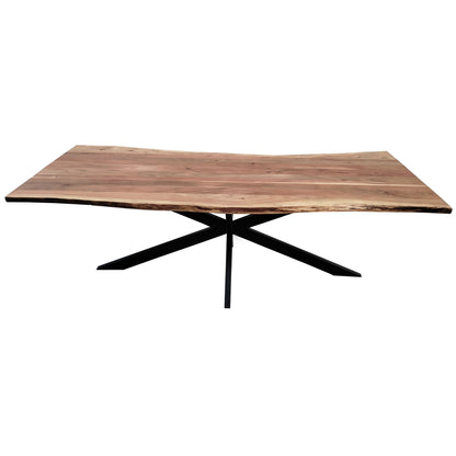Dining Table 240Cm Live Edge Solid Acacia Timber Wood Metal Leg -Natural
